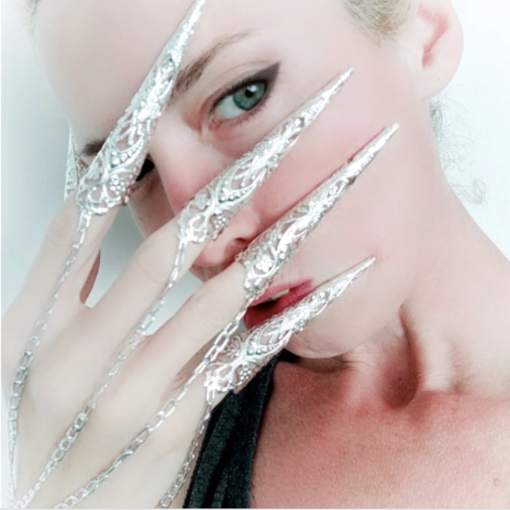 Long Finger Claw bracelet BNIB silver